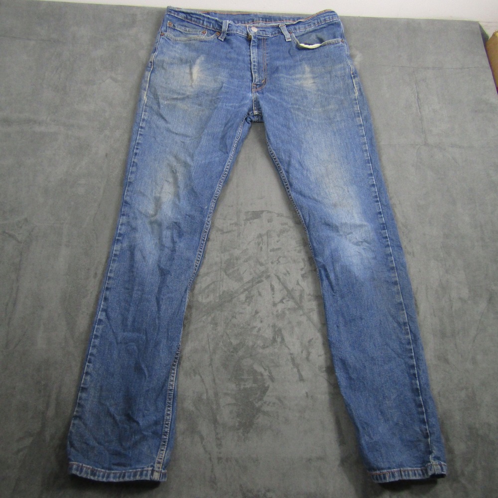 Levi's 511 Slim Fit Jeans Mens 36x34 Blue Denim Stretch Distressed 04511-1163